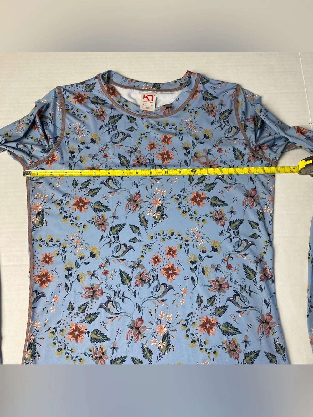 Kari Traa Fryd Baselayer Long Sleeve Shirt Blue Floral Medium - Picture 9 of 10